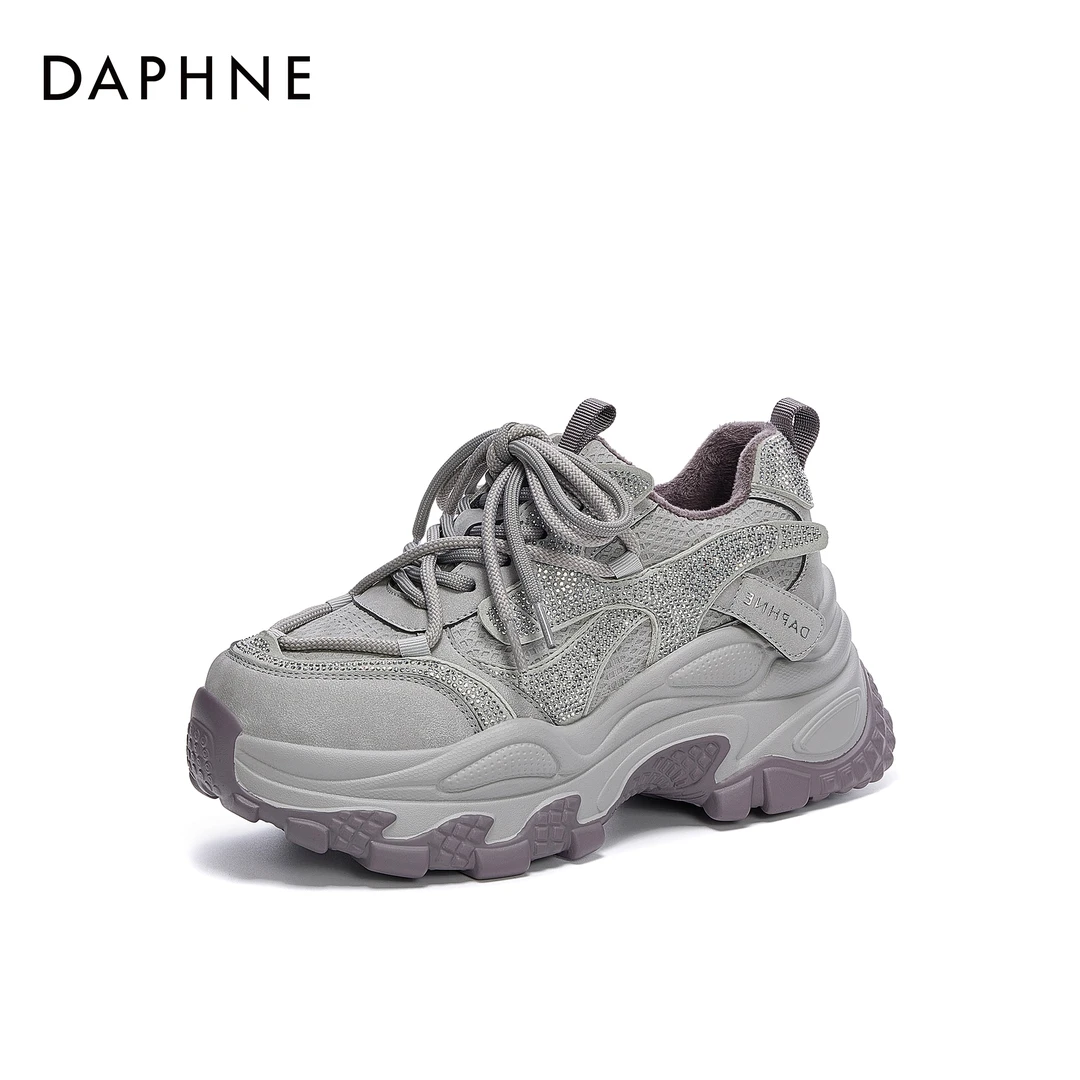 达芙妮2025年秋冬潮流新款厚底增高老爹鞋时尚百搭加绒保暖休闲鞋