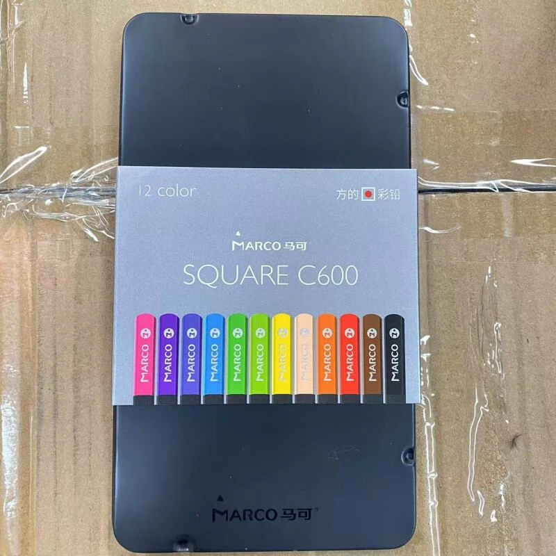铁盒装方的彩铅12支-C600