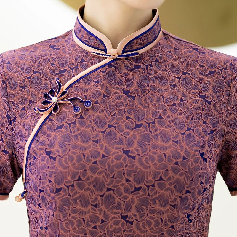 白幼秀3110款民国风优雅中长款复古夏季显瘦中式旗袍大码气质旗袍