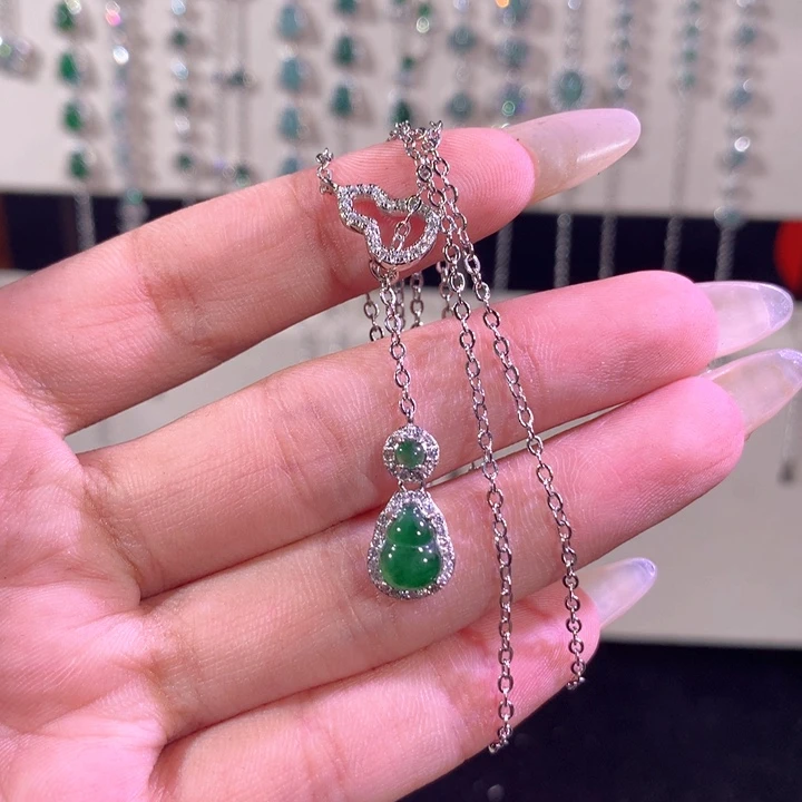 翡翠银S925镶嵌颈饰544绿