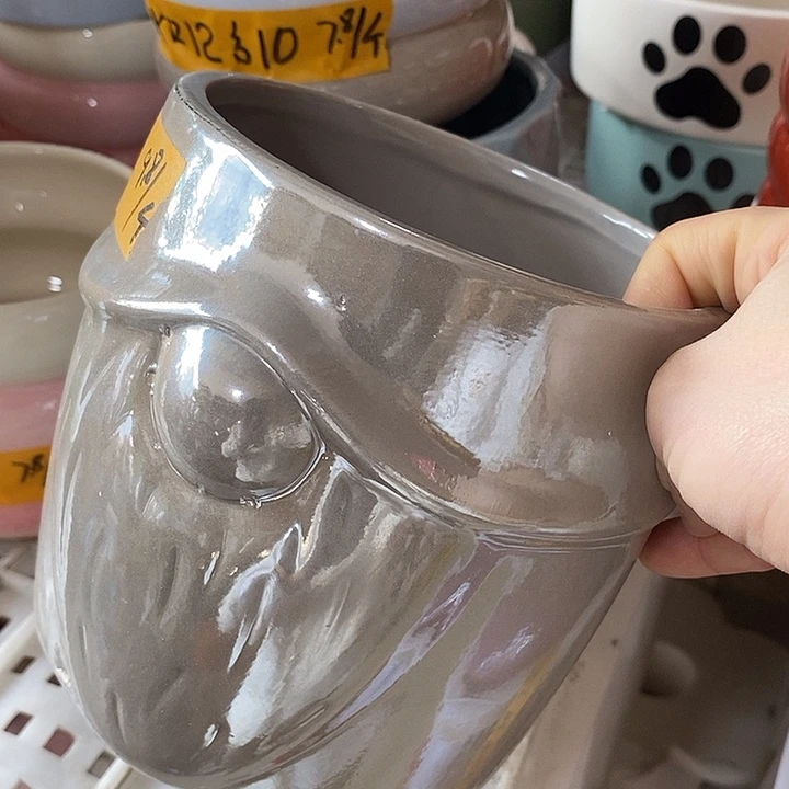 陶摆件陶盆有孔 瑕疵针孔漏釉介意勿拍外口 13外高14