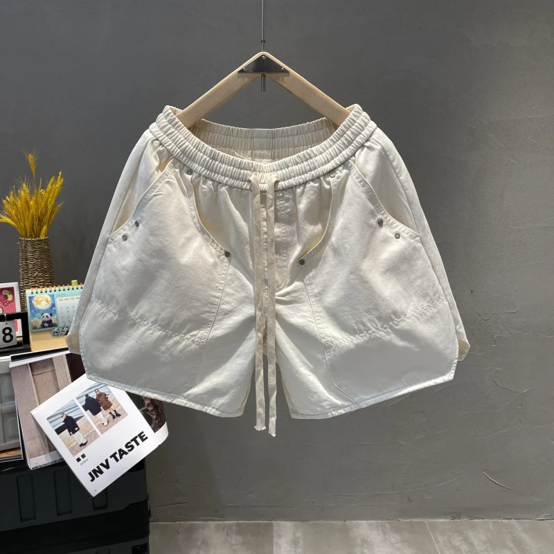 夏季工装简约纯色大口袋设计感短裤青年户外休闲薄款直筒四分裤潮