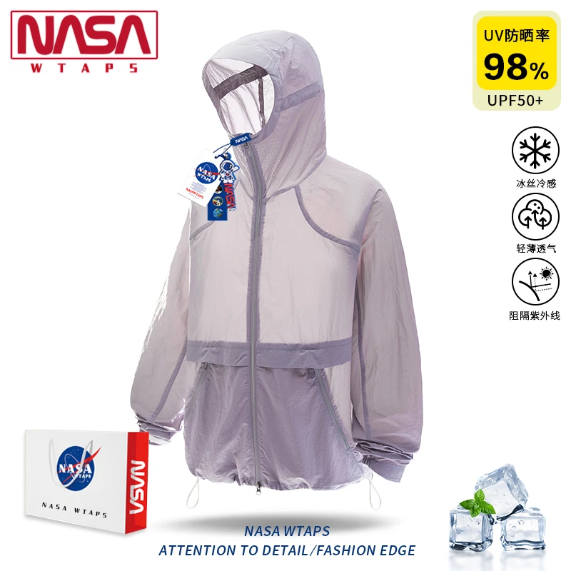 NASA WTAPSUPF50+连帽防晒衣男夏季冰丝薄款情侣款凉感速干防晒服