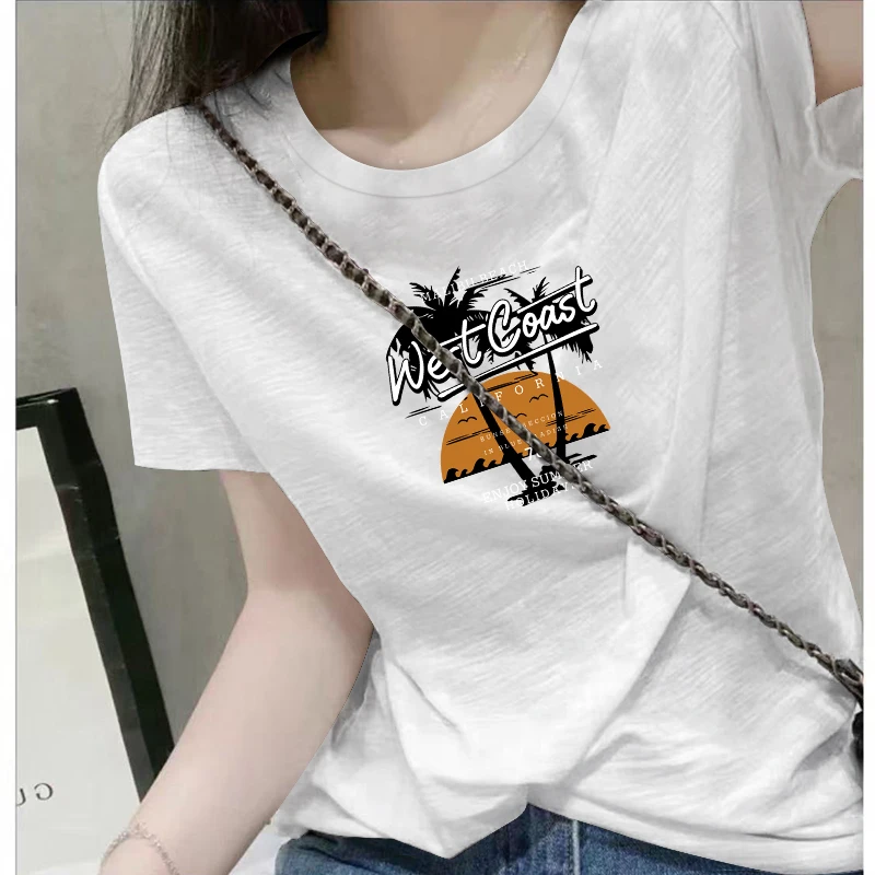 竹节纯棉女士t恤短袖夏季新款宽松显瘦洋气减龄胖mm上衣大码小衫