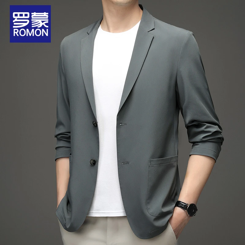 罗蒙男士时尚轻薄防晒西服男款2025新款夏季防紫外线纯色防晒衣男