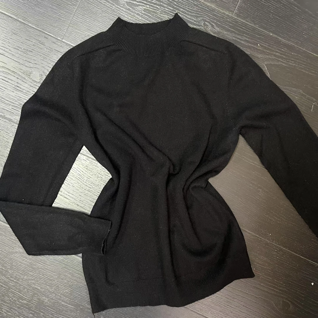 【 雨•美 推荐 】6123黑色修身百搭镜面打底上衣