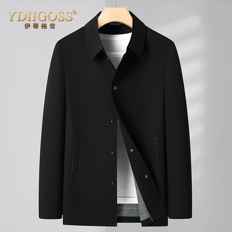 YDIIGOSS高品质夹克男春秋薄款时尚休闲服商务翻领派克服上衣