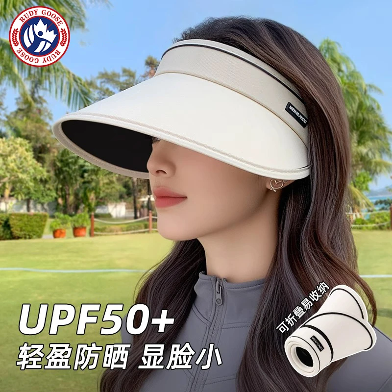 RUDY GOOSE防晒帽女夏天防紫外线太阳帽户外遮脸大帽檐空顶遮阳帽