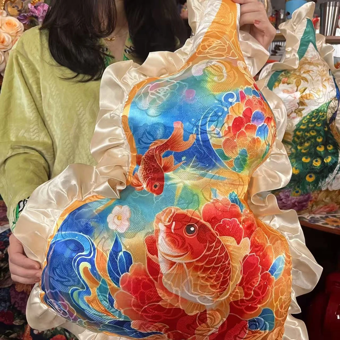 新中式轻奢高级感葫芦抱枕中国风加厚家用床头靠垫坐垫手工