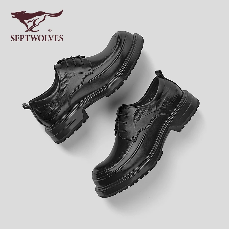 七匹狼厚底增高德比鞋2025新款秋季商务休闲大头皮鞋头层牛皮男鞋