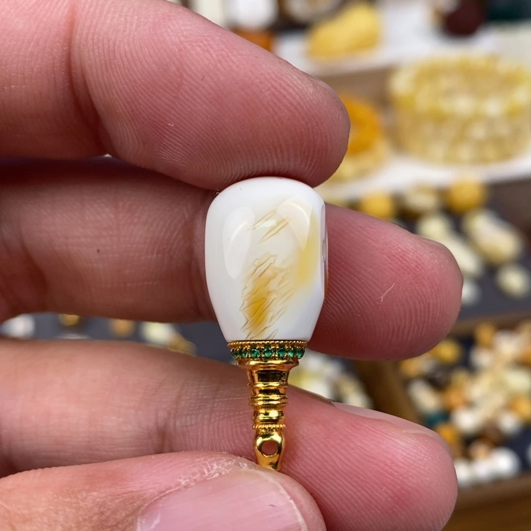 琥珀裸石未镶嵌G****N配饰三通