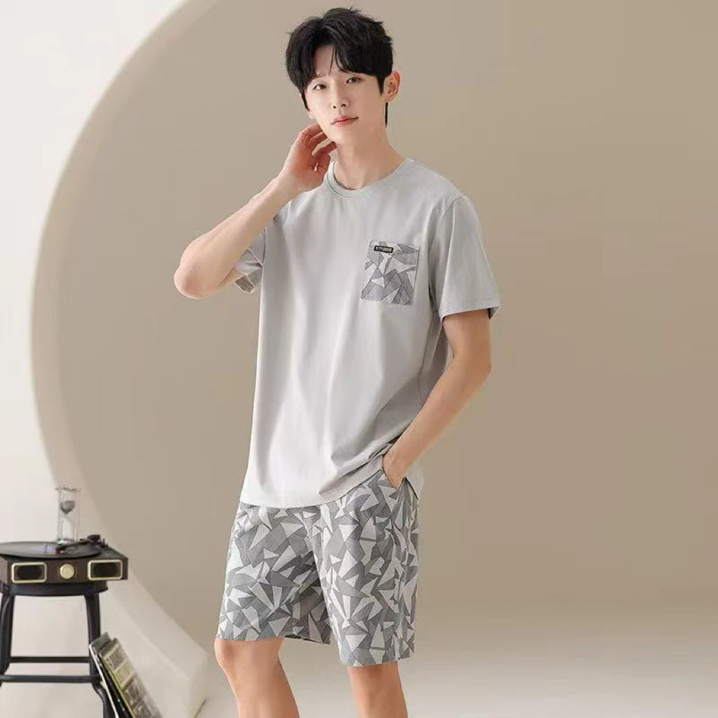 79309男士几何图形短袖五分裤家居服自带冰凉感面料超级舒服
