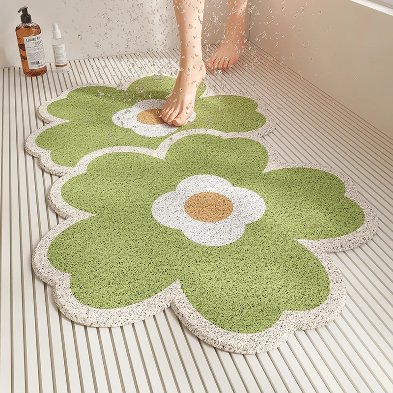 丝圈浴室防滑垫防摔脚垫异形镂空沥水隔水花朵型淋浴房卫生间地垫