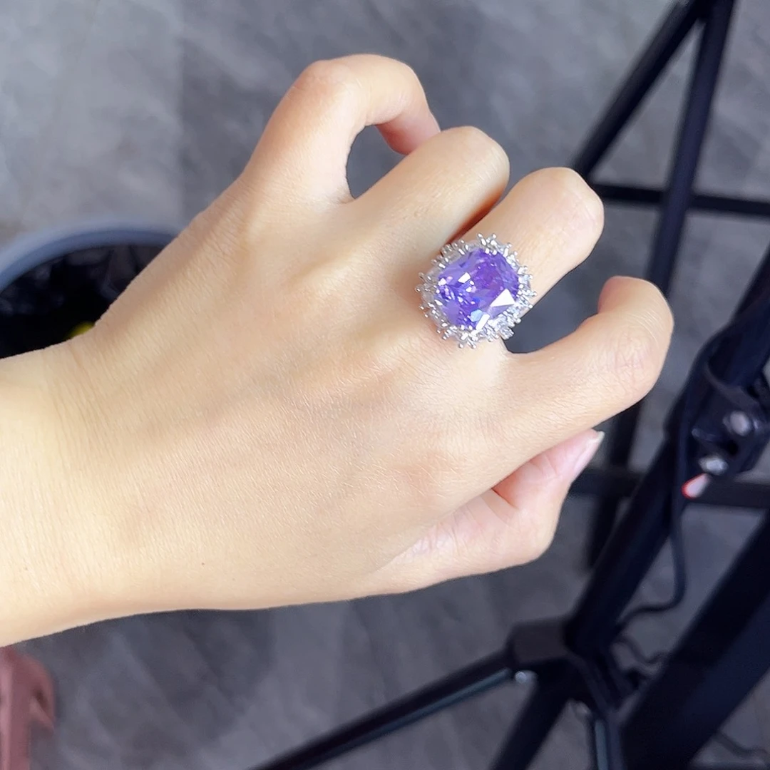 戒指蓝宝石银S925镶嵌