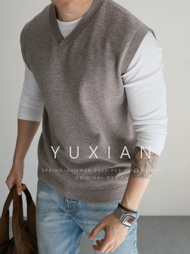 【澳洲美利奴羊毛】意式老钱100%羊毛针织马甲休闲商务毛衣背心冬