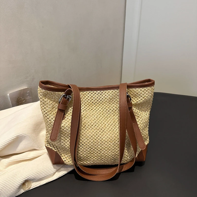 夏季爆款草编包包通勤2025新款时尚超火手提单肩包海边沙滩托特包