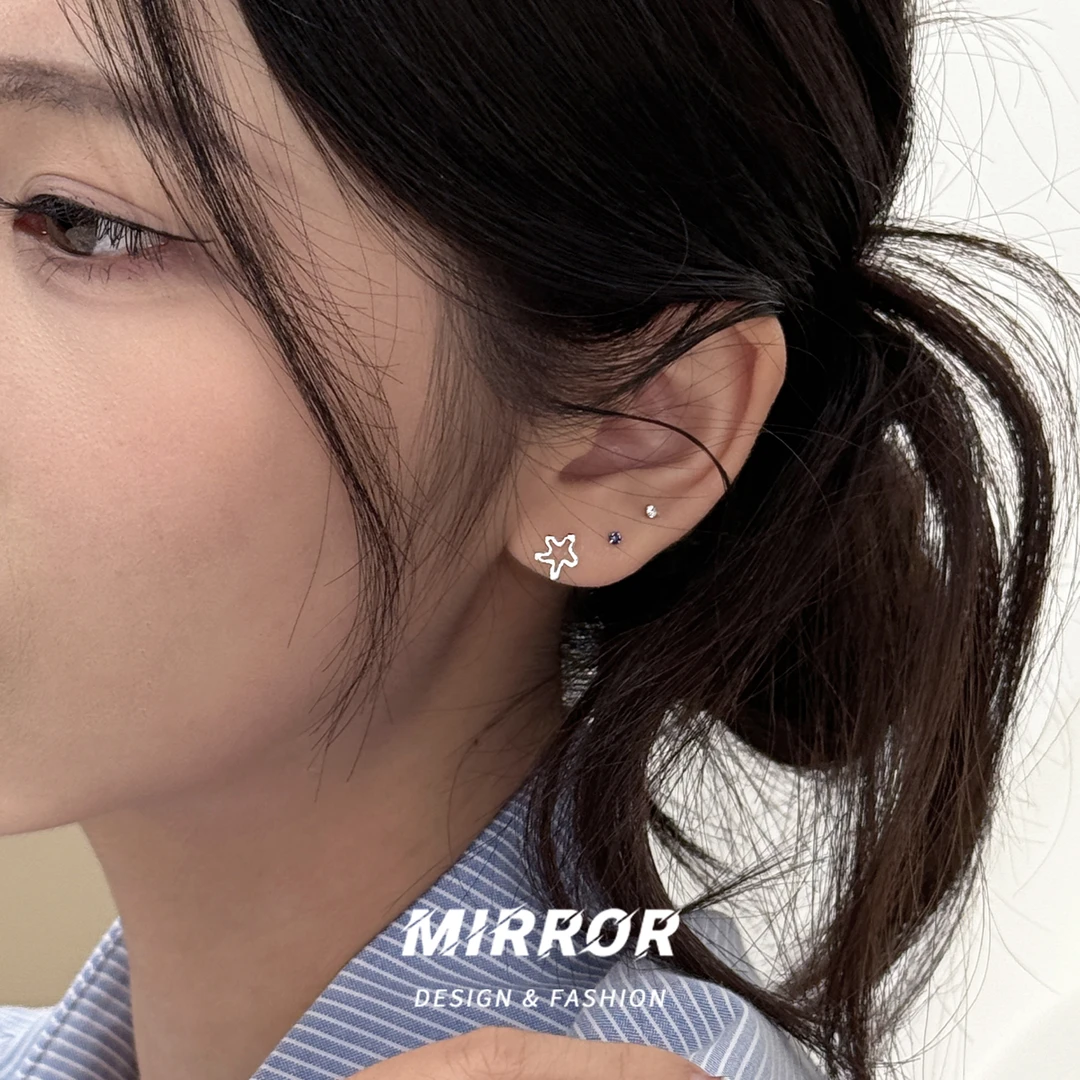小麋人 足银耳饰 CE9383镂空波浪花海星耳钉女耳环耳饰简约时尚