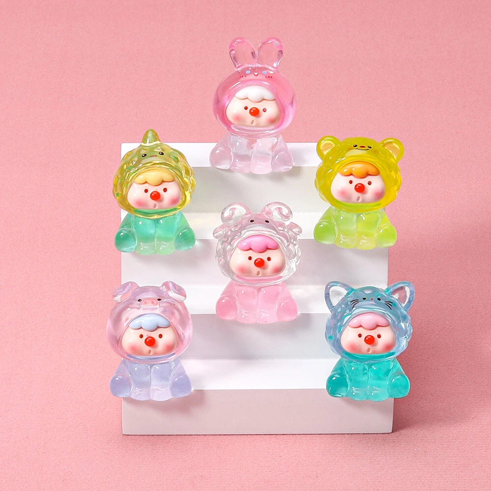 【渐变动物崽崽】心动潮玩直播拆实色/透色树脂diy桌面超萌小摆件