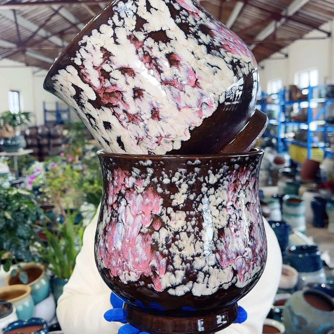 紫砂花盆高20口20