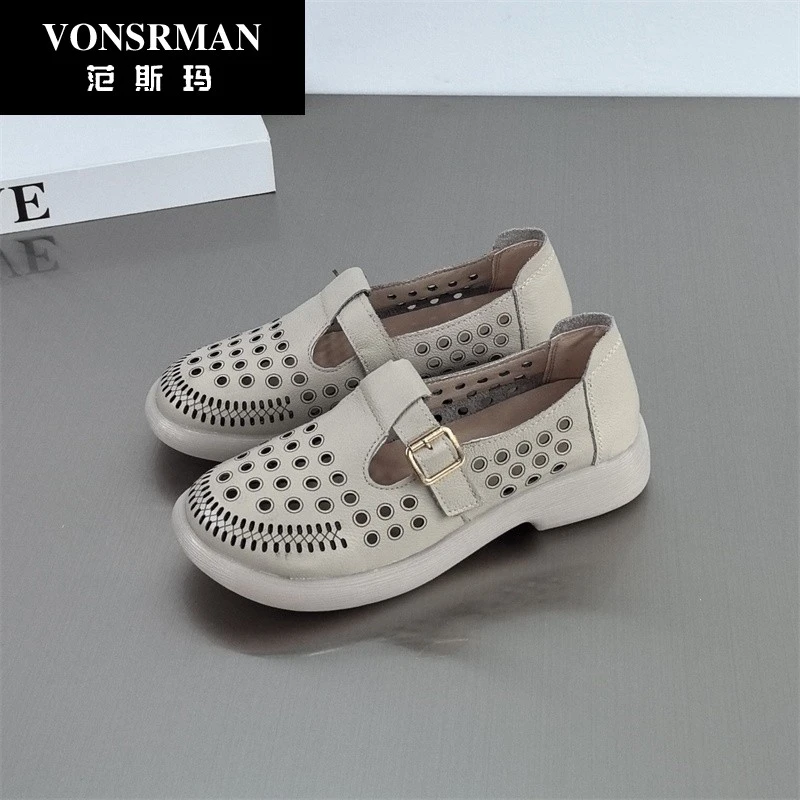 镂空单鞋夏季休闲软底妈妈鞋平底洞洞款女鞋防滑包头凉鞋轻奢