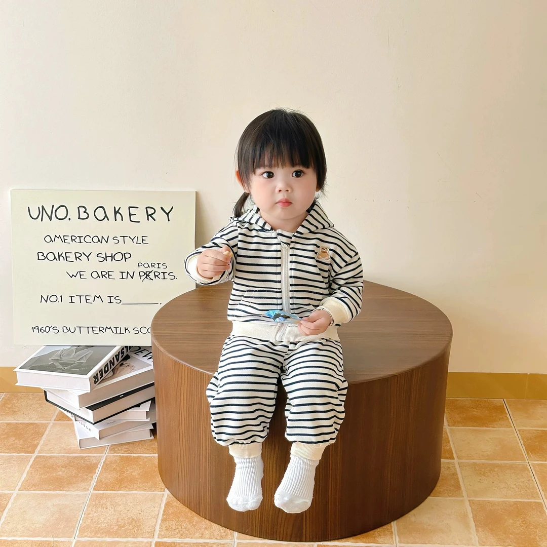 萱妈家-1022【条纹连帽休闲套装】直播间专享浮力