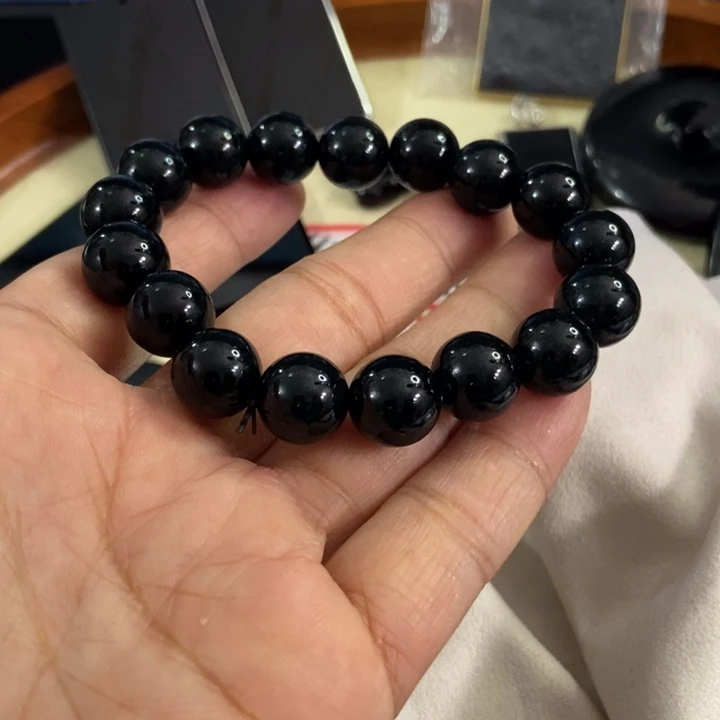 翡翠手链未镶嵌果****半墨翠12