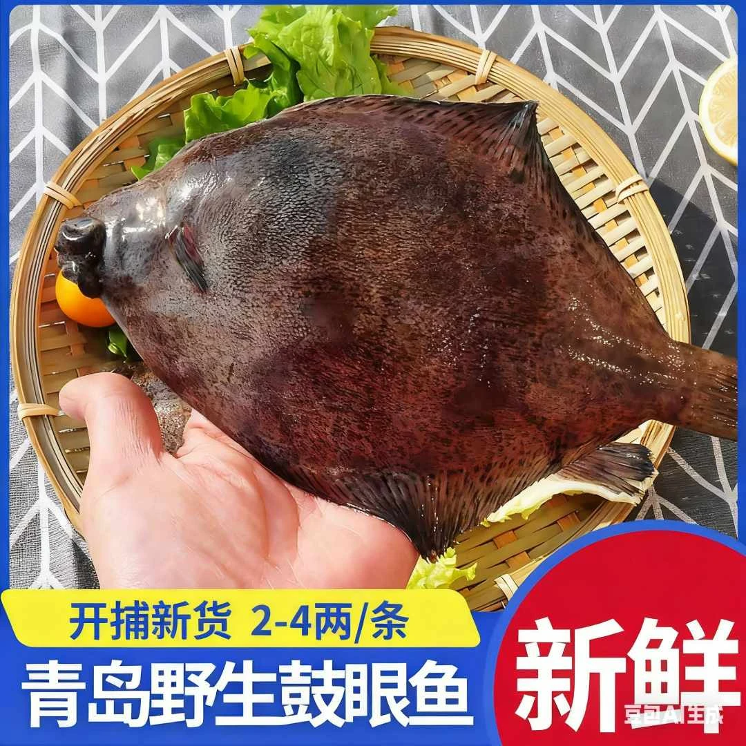 【国庆大促】新货青岛特产鱼5斤高眼鱼鲜活冷冻偏口鱼鼓眼鱼多宝鱼