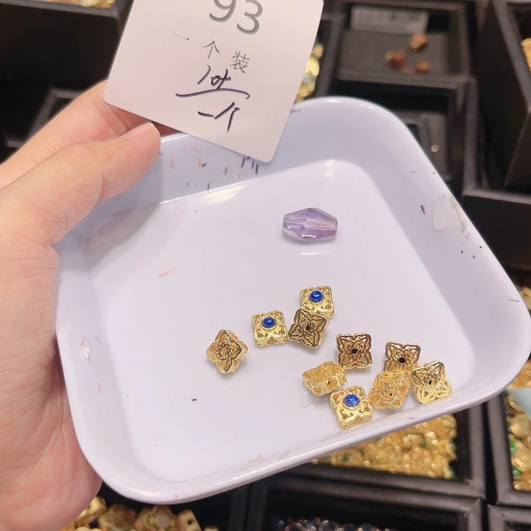 水晶珠宝半成品银S925镀金镶嵌93