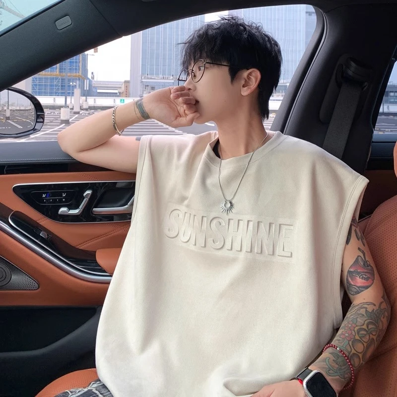 潮流无袖t恤男孩12-15岁初高中学生帅气背心13青少年大童宽松夏装