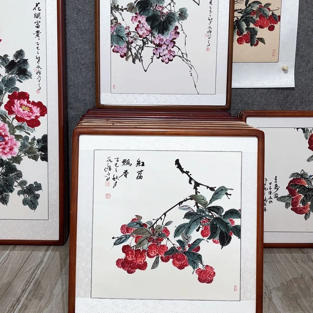 国画书画作品带框63×63