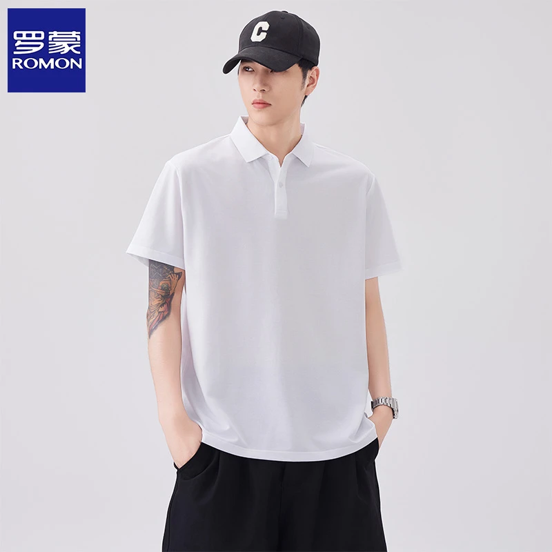 Romon/罗蒙男士夏季时尚百搭男士t恤短袖polo衫简约休闲男polo衫