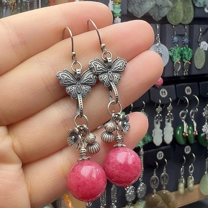 可***多查罗石银S925镶嵌耳钉