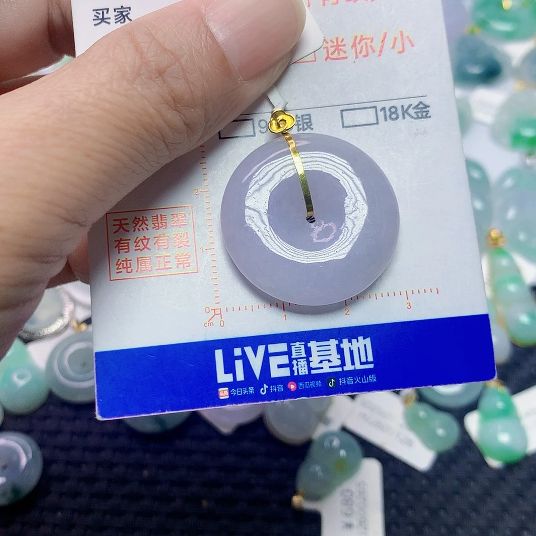 翡翠18K金镶嵌颈饰平安扣