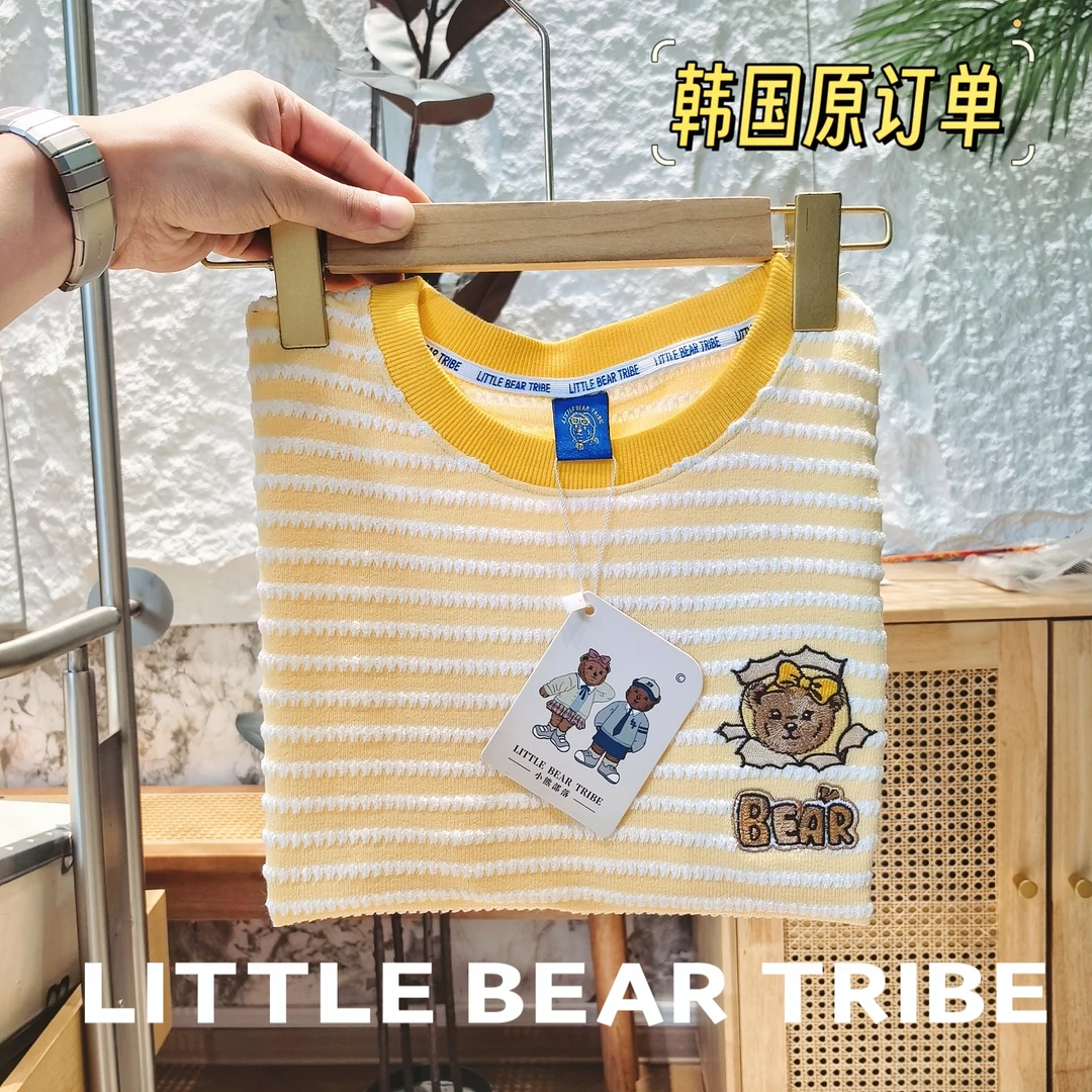 韩国订单 小熊部落夏季立体提花T恤  2277