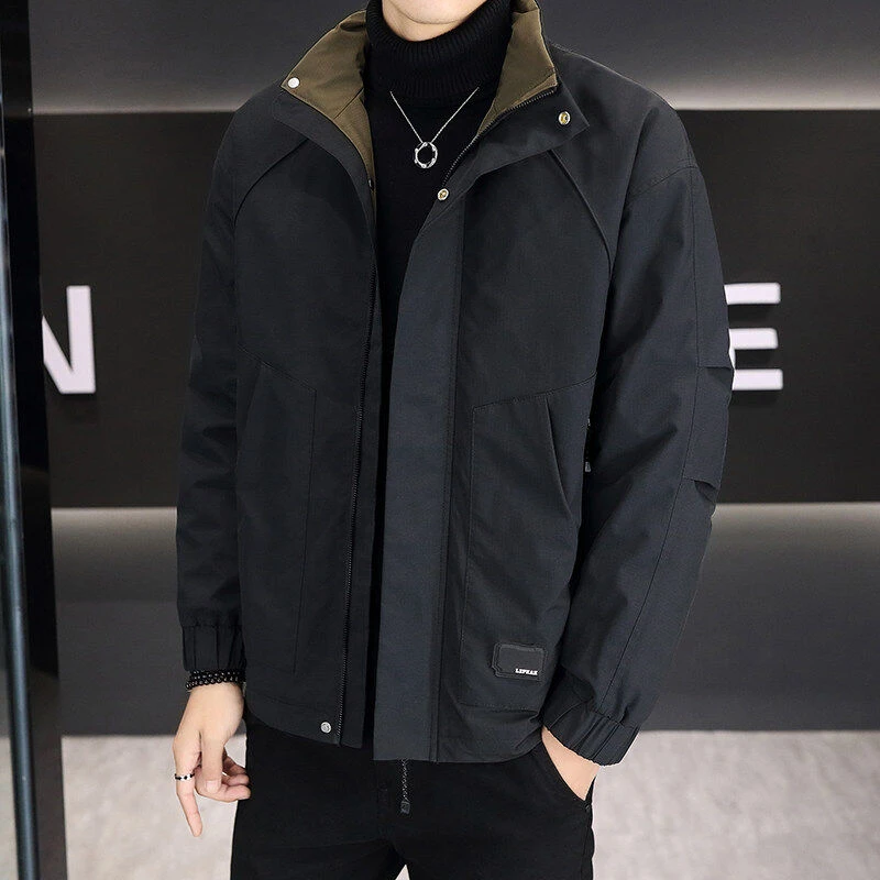 2025男士短款帅气休闲潮流韩版春秋简约立领夹克百搭春秋季外套男
