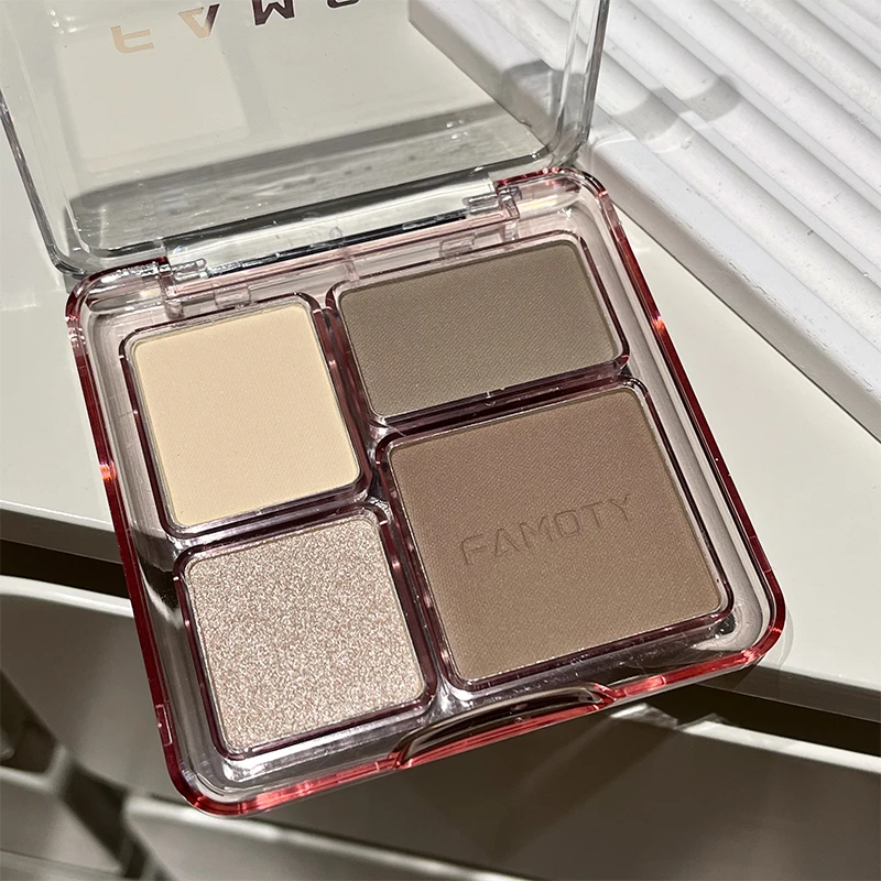 四色修容盘高光一体鼻影阴影眼影三合一平价好用提亮泪沟侧影防汗