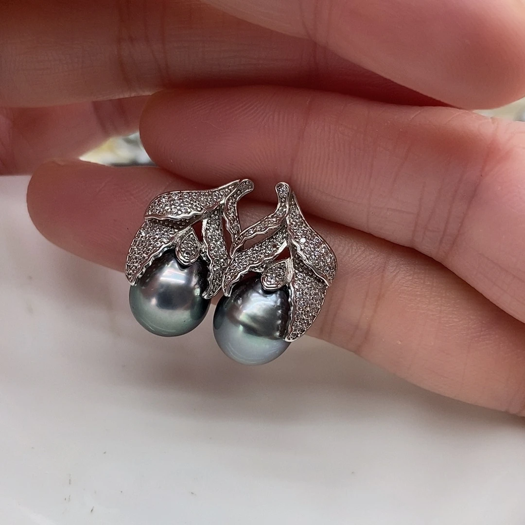 @****银S925镶嵌海水珍珠耳饰