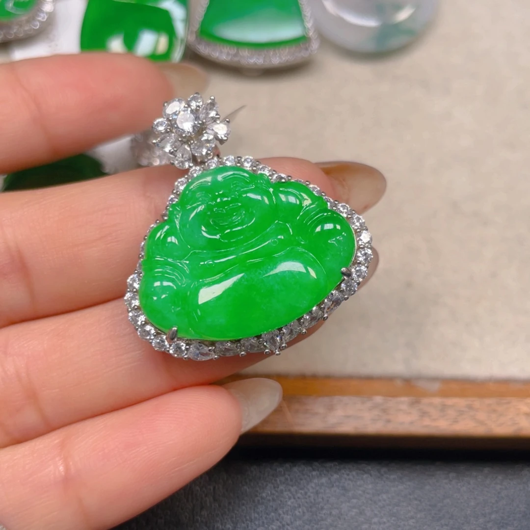 翡翠银S925镶嵌挂件