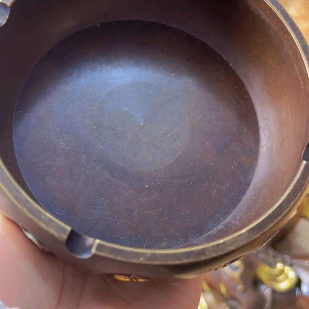 原矿风磨铜烟灰缸