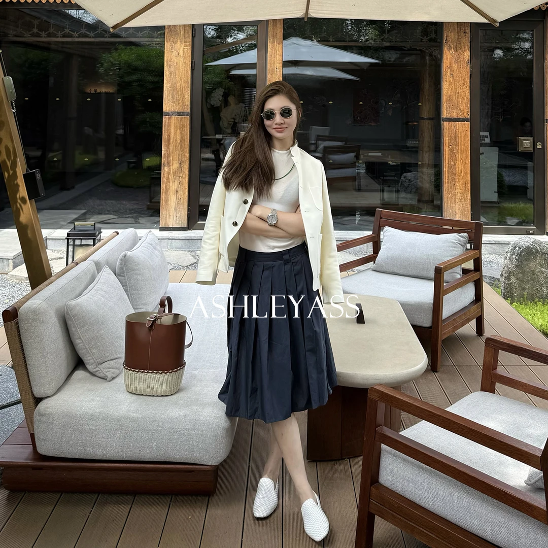 【ASHLEYASS】“多瑙河”百褶裙灵动美垂坠感立体剪裁半裙LSS250042W