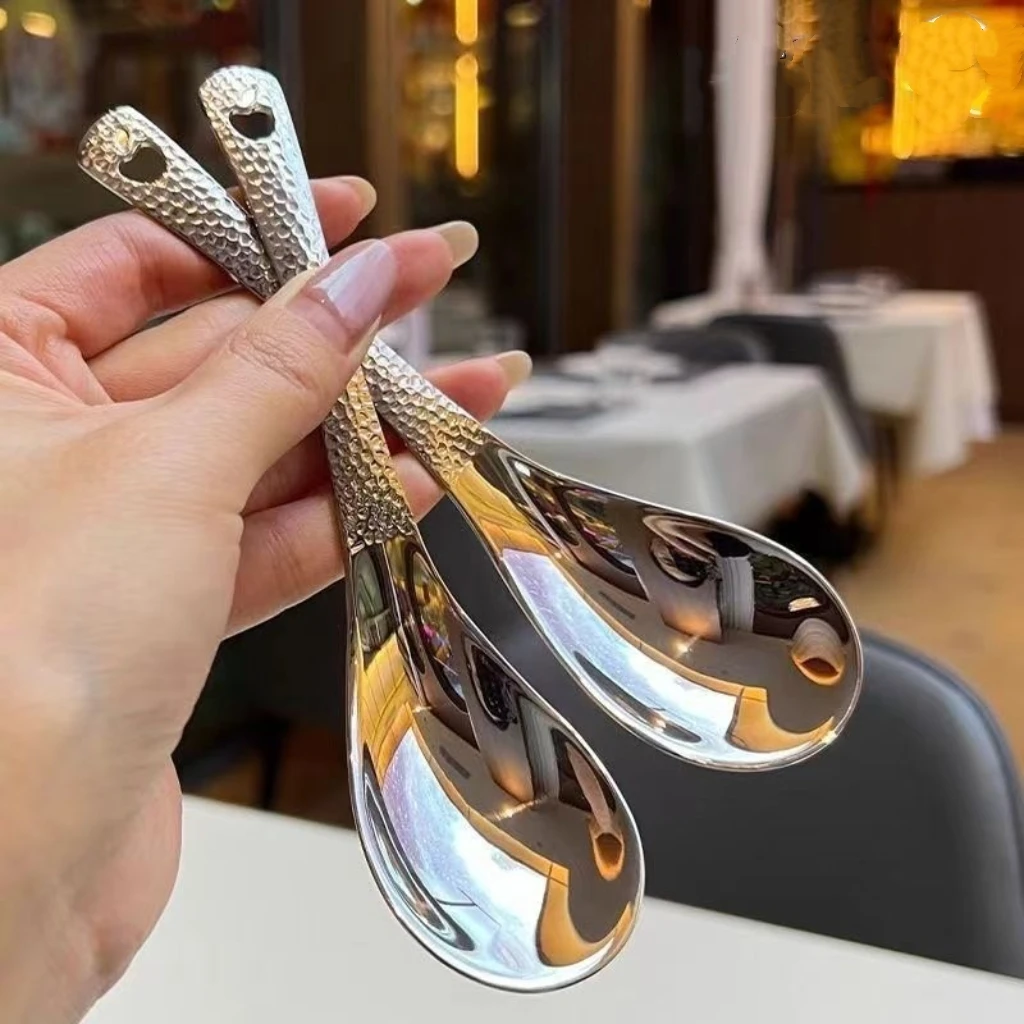 【腾跃补贴】304不锈钢勺子锤纹勺家用加厚餐勺【拍一发二】