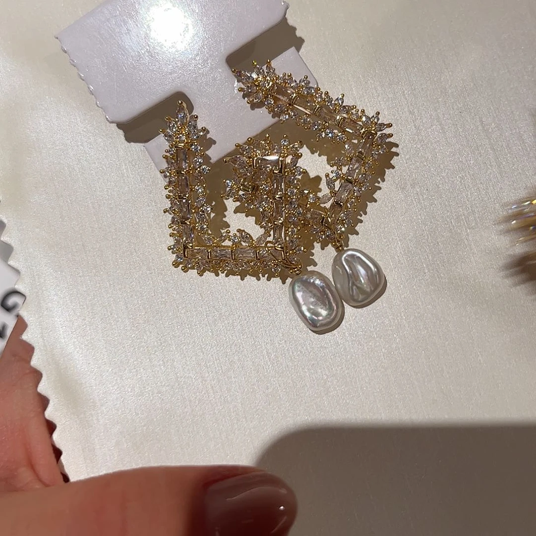 合金淡水珍珠耳饰