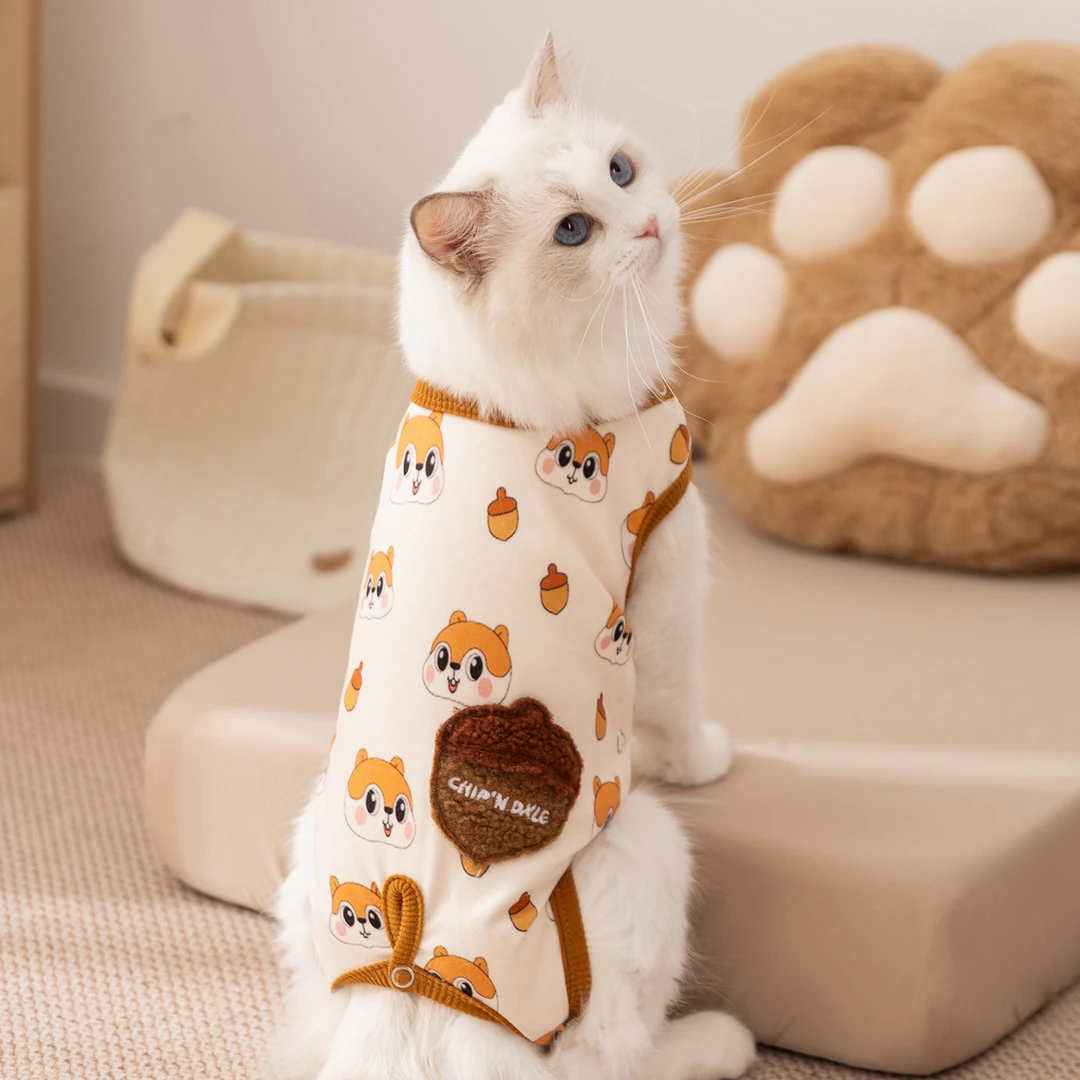 猫咪衣服秋冬季保暖无袖四脚衣德文猫无毛猫中小型犬狗狗宠物衣服