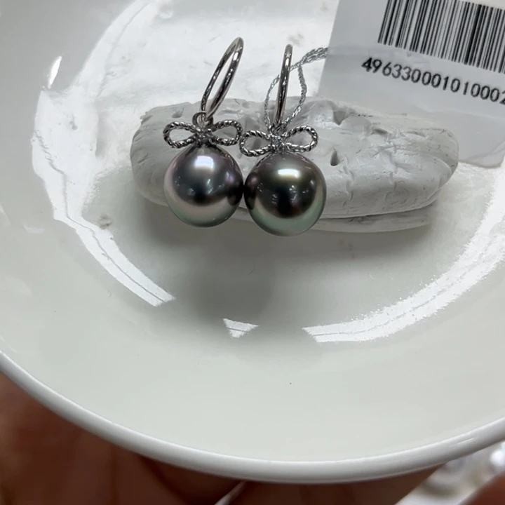 银S925镶嵌耳饰海水珍珠9-10mm66号