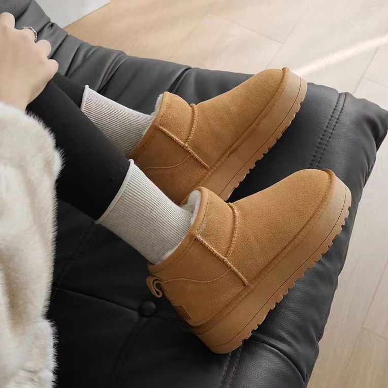 真皮加绒加厚雪地靴保暖舒适棉鞋6121