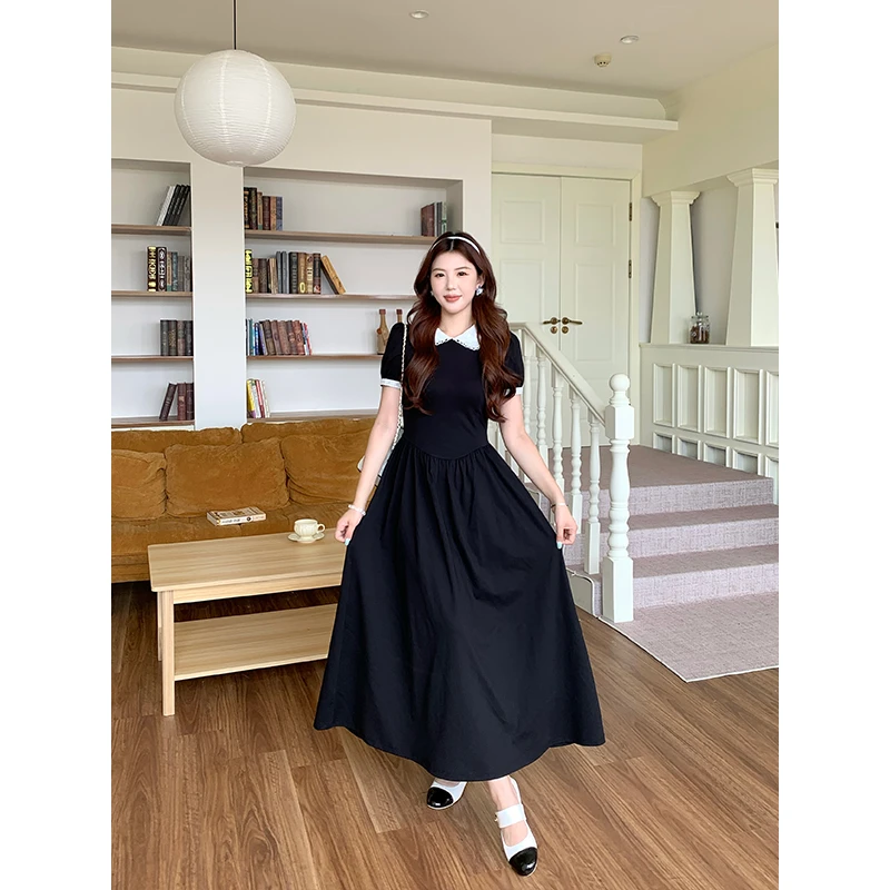 【千金归来】甜辣多多学院感精致娃娃领弹力收腰显瘦连衣裙