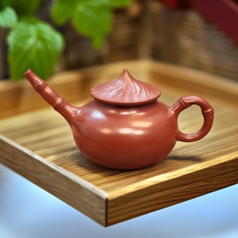 【悦色壶韵】长嘴鱼翁-章思林 潮州手拉壶朱泥小号冲罐功夫茶具茶壶