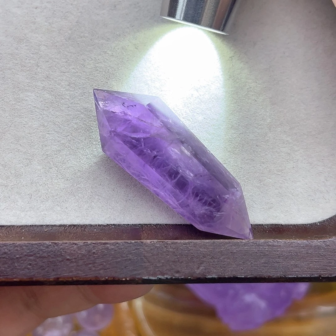 珠宝半成品水晶未镶嵌13 乌拉圭紫水晶双尖