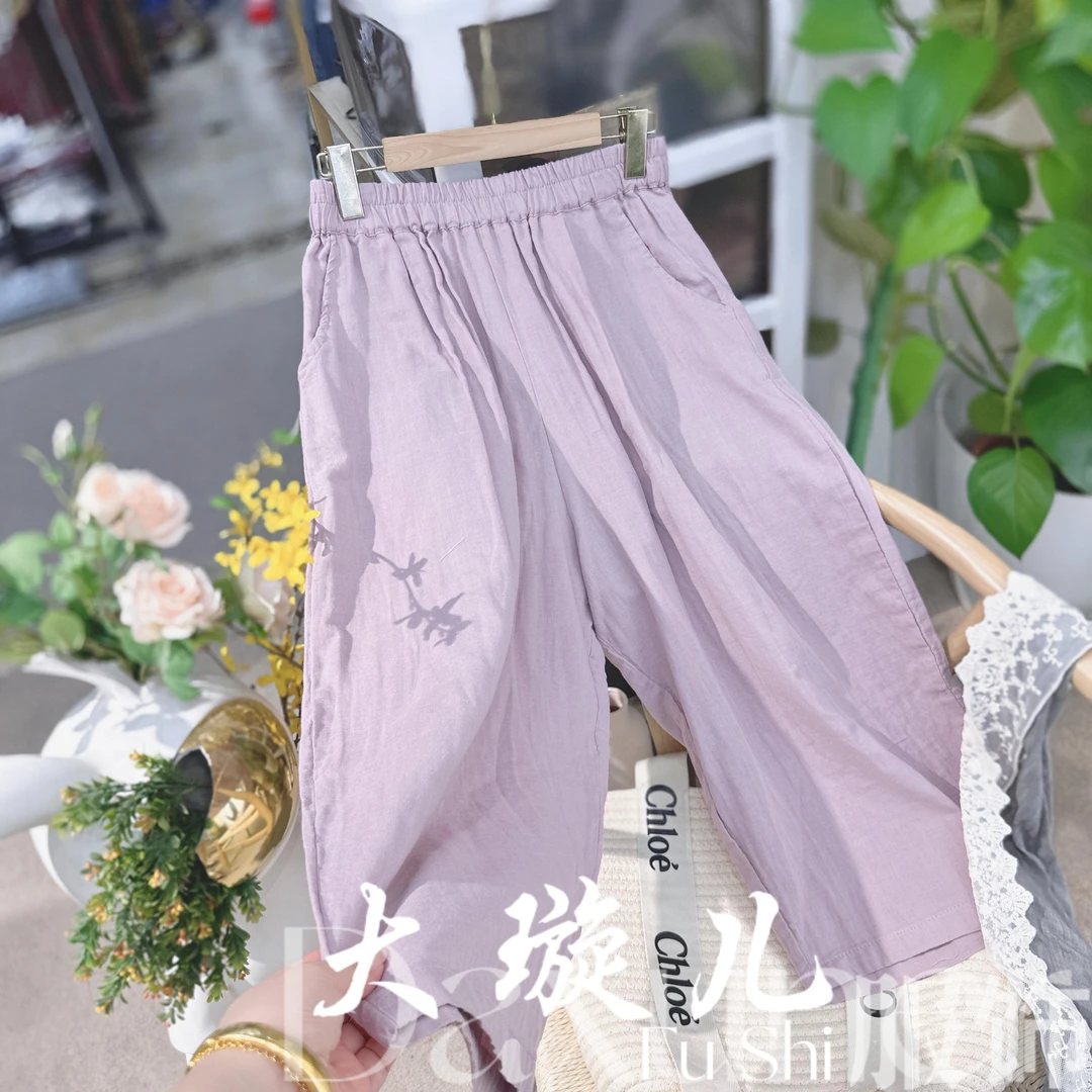 【古夕】早秋新款宽松舒适显瘦百搭亚麻裤
