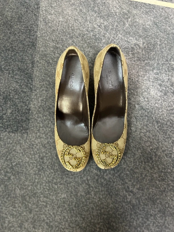 95新 GUCCI/古驰 古驰gucci老花高跟鞋95新三七码